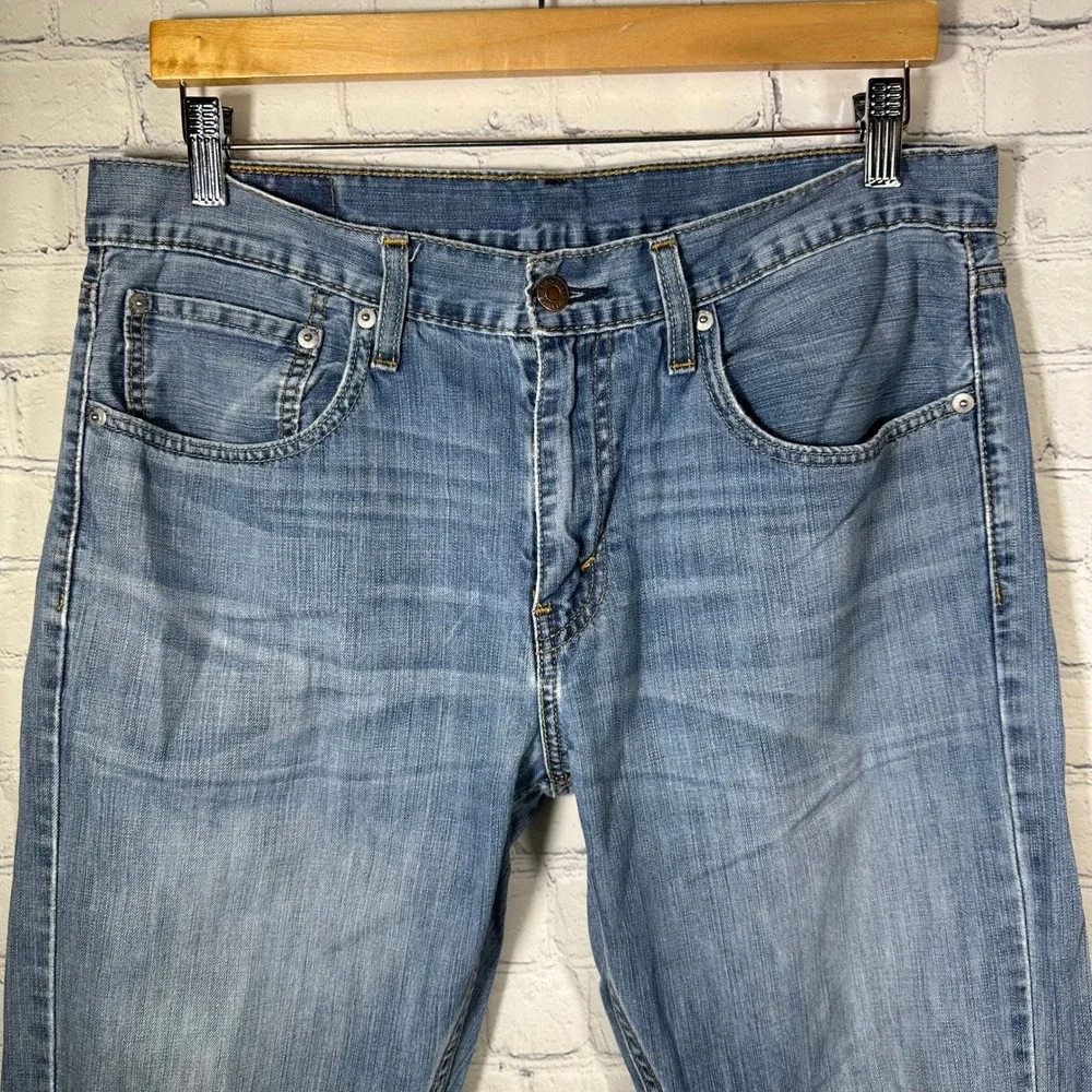 Levi Strauss 527 Bootcut Jeans Mens 34x30 Light Wash Distressed‎ Blue Denim